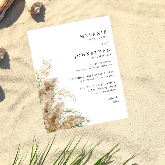 Budget Pampas Grass & Gold Hochzeit 2 Flyer (Von Creator hochgeladen)