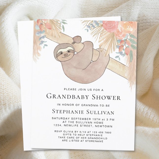 Budget Pampas Grass Grandma Baby Dusche Einladung (Von Creator hochgeladen)