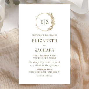 Budget Pampas Grass Monogram Wedding Einladung