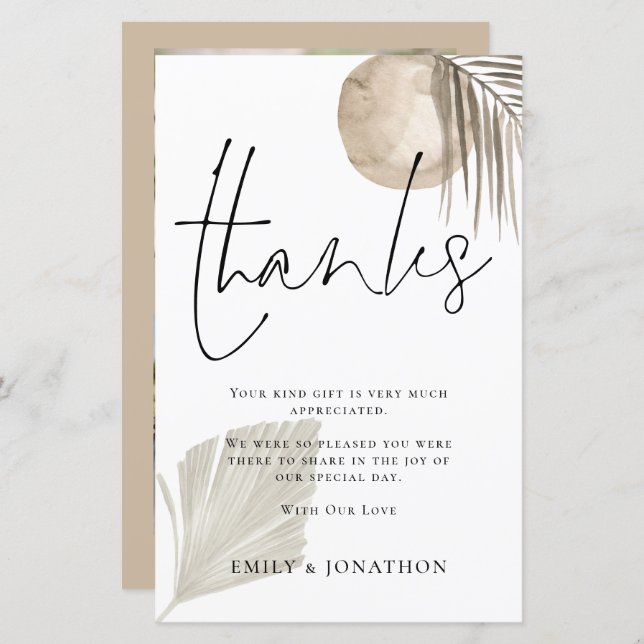 BUDGET Pampas Grass Wedding 3 Foto Zitat Danke (Vorne/Hinten)