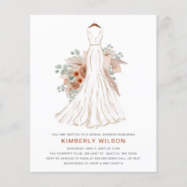 Budget Pampas Wedding Dress Brautparty Einladung