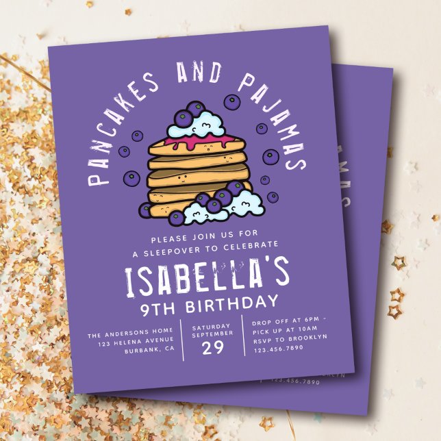 Budget Pancakes und Pajamas Sleepover Einladung Flyer (Von Creator hochgeladen)
