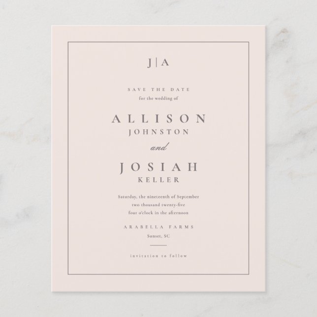 Budget Paper Classic Wedding Save the Date Flyer (Vorne)