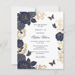 Budget Papier Navy Gold Floral Schmetterling Sweet