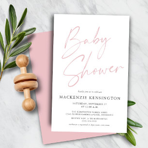 Budget Pastel Blush Pink Einfache Script Baby Dusc