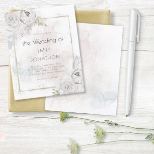 Budget Pastel Florals Wasserfarben Hochzeit Einlad