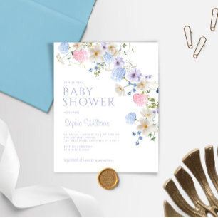 Budget Pastel Wildblume Kinderdusche Einladung