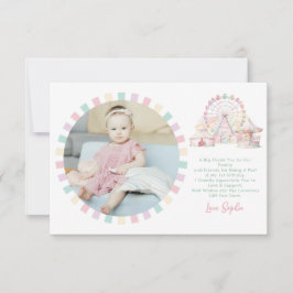 BUDGET Pastellfarbener Karneval Zirkus Geburtstag  Dankeskarte