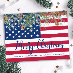 Budget Patriotic American Flag Militär Weihnachten Postkarte