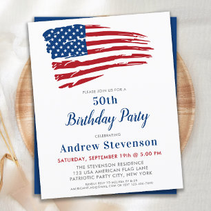 Budget Patriotic Birthday Party US-Flagge Einladun