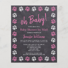 Budget Paw Print Pink Girl Baby Dusche per Mail