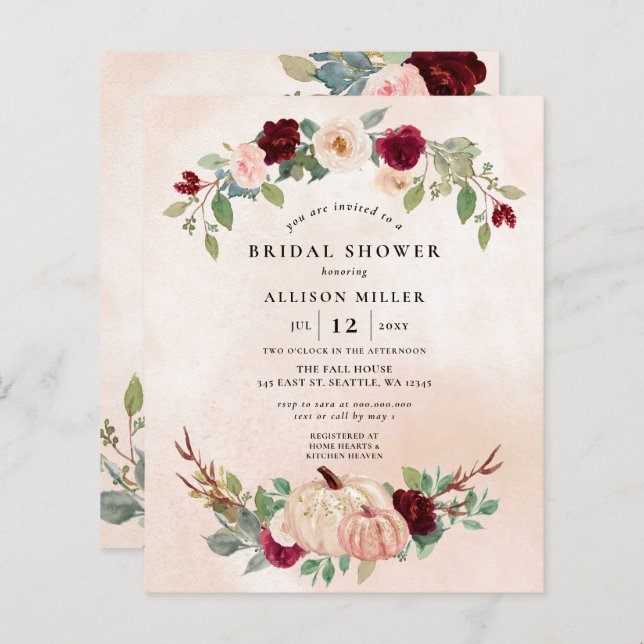 Budget Peach Burgundy Pumpkins Fall Brautparty (Vorne/Hinten)