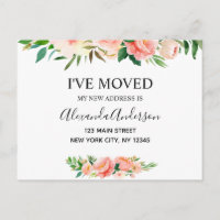 Budget Peach Coral Floral Moving Announction Post