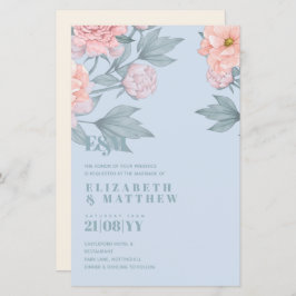 Budget Peach floral Dusty Blue Sage Leaf Hochzeit