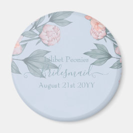 Budget Peach floral Dusty Blue Sage Leaf Hochzeit Magnet