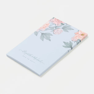 Budget Peach floral Dusty Blue Sage Leaf Hochzeit Post-it Klebezettel