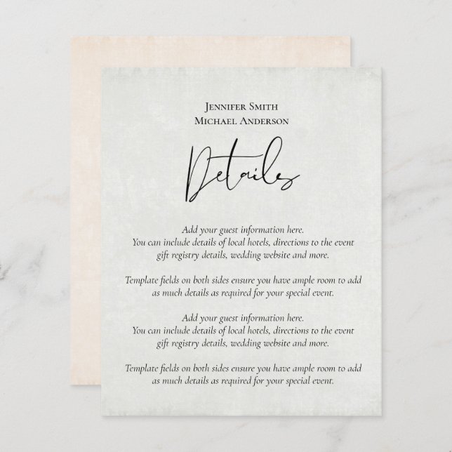 BUDGET Peach Gray Wedding Watercolor (Vorne/Hinten)