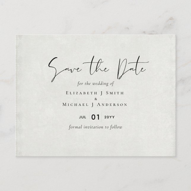 BUDGET Peach Gray Wedding Watercolor Rett Dates Postkarte (Vorderseite)