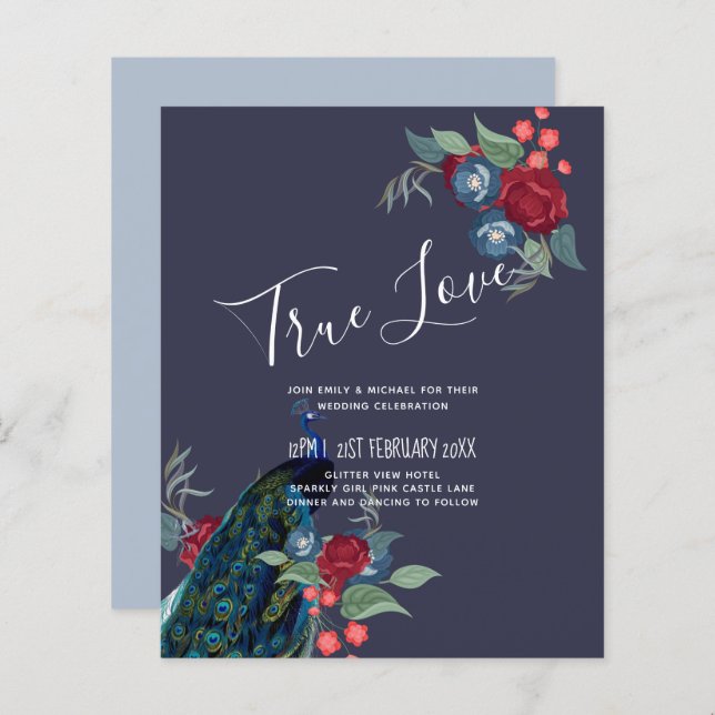 BUDGET Peacock Blue Burgundy Winter Hochzeit im He (Vorne/Hinten)