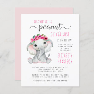 Budget Peanut Elephant Baby Girl Dusche per Post