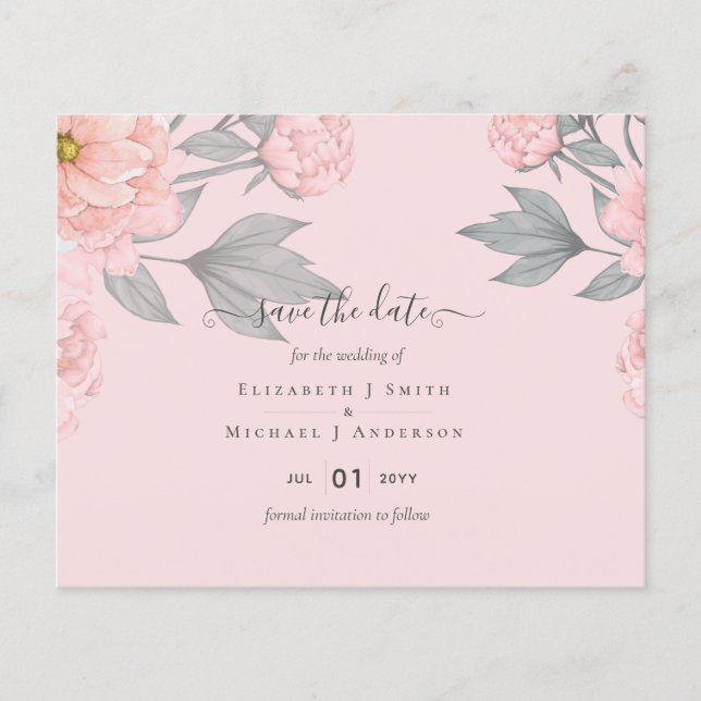 BUDGET PEONIES Pink Sage Peach Wedding Flyer (Vorne)