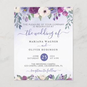 Budget Periwinkle Fuchsia Floral Wedite Einladung