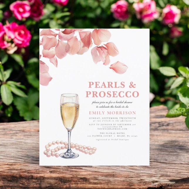 Budget Perlen & Prosecco Bridal Dusche Einladung (Von Creator hochgeladen)