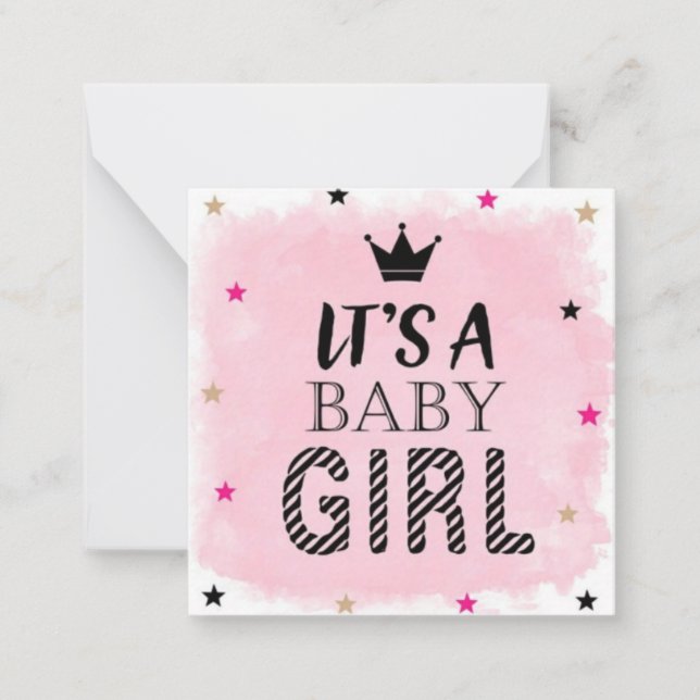 Budget personalisierte Geburtsankündigung von Mädc Mitteilungskarte (Vorderseite)