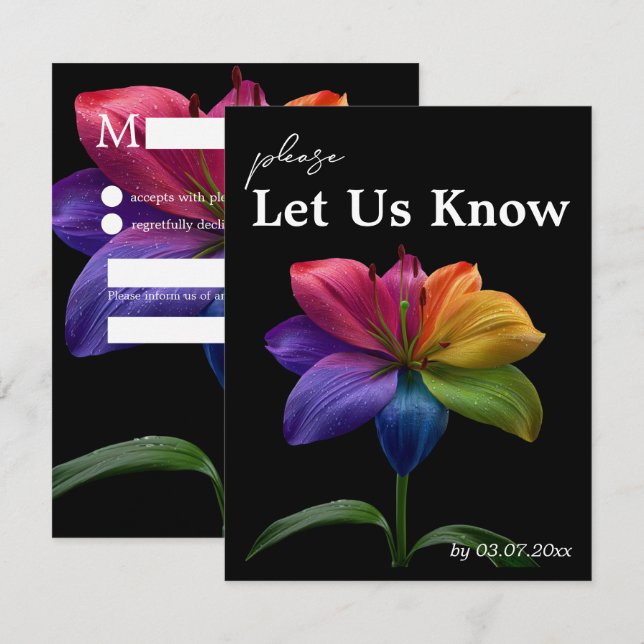 🌈 Budget Petals & Pride: DJ Edition RSVP Karte (Vorne/Hinten)