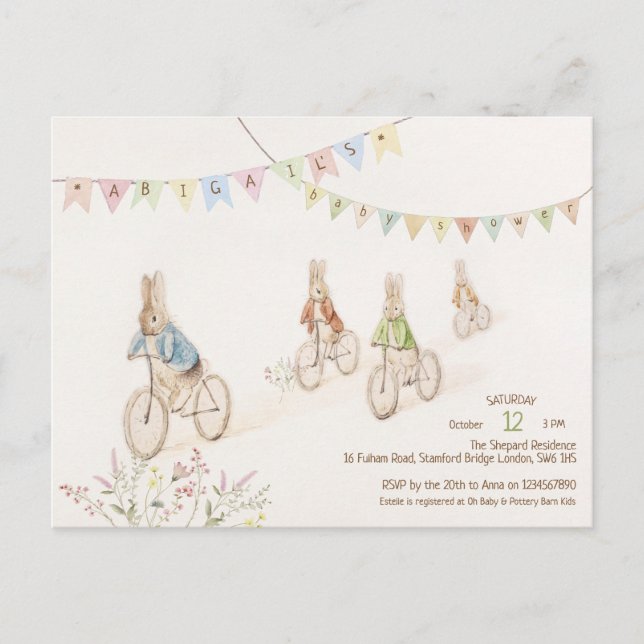 Budget Peter der Rabbit Bunny Gender Baby Dusche Postkarte (Vorderseite)