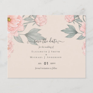 BUDGET  PFINGSTROSEN Pink Salbei Pfirsich Hochzeit Flyer