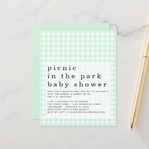 Budget Picnic Park Baby Dusche Green Gingham