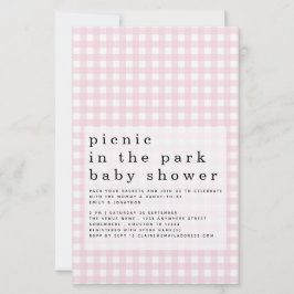 Budget Picnic Park Baby Dusche Pink Gingham Einlad
