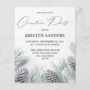 Budget Pine Cone & Snow Weihnachten Party Flyer