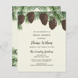 Budget Pine Cone Winter Bridal Dusche Einladung