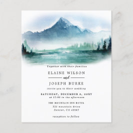Budget Pine Mountains Lake Wedding Einladung