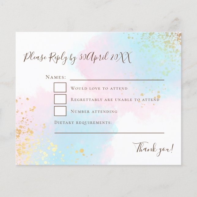 Budget Pink Aquamarin mit Gold Confetti Wedding RS (Vorderseite)