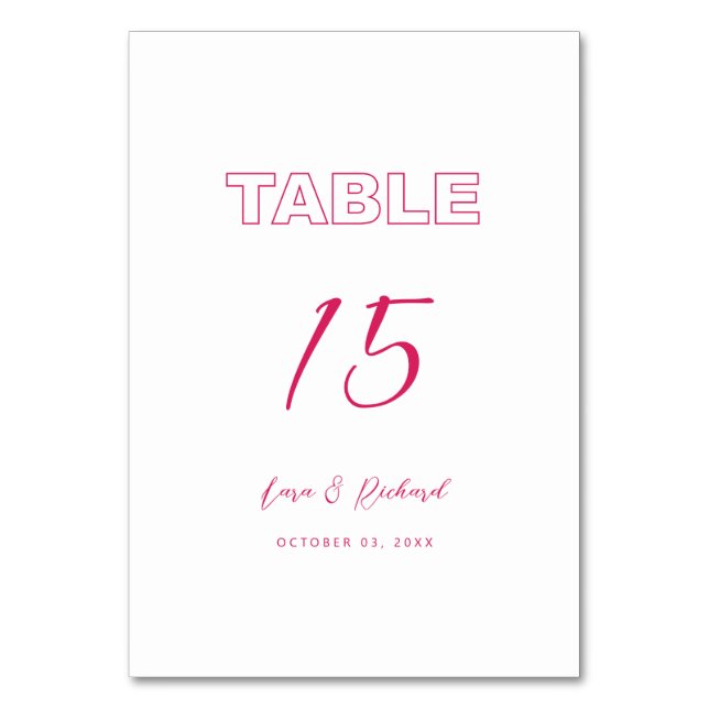 Budget Pink Arch Moderner, feiner Text Tischnummer (Vorderseite)
