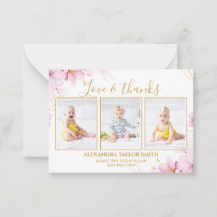 Budget Pink Blume Foto Baby Danke Karte