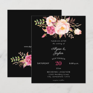 Budget Pink Blush Bloral Black Wedding