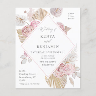 Budget Pink Boho Blumenhochzeit Flyer