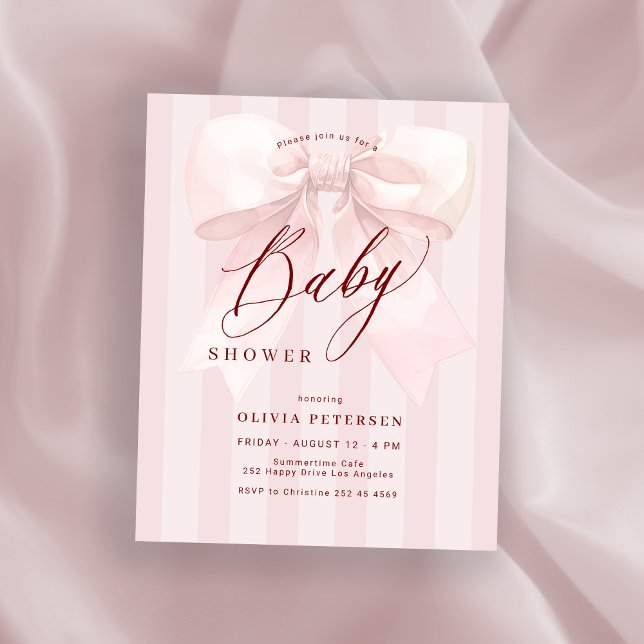 Budget pink bow girl baby shower invitation (Von Creator hochgeladen)