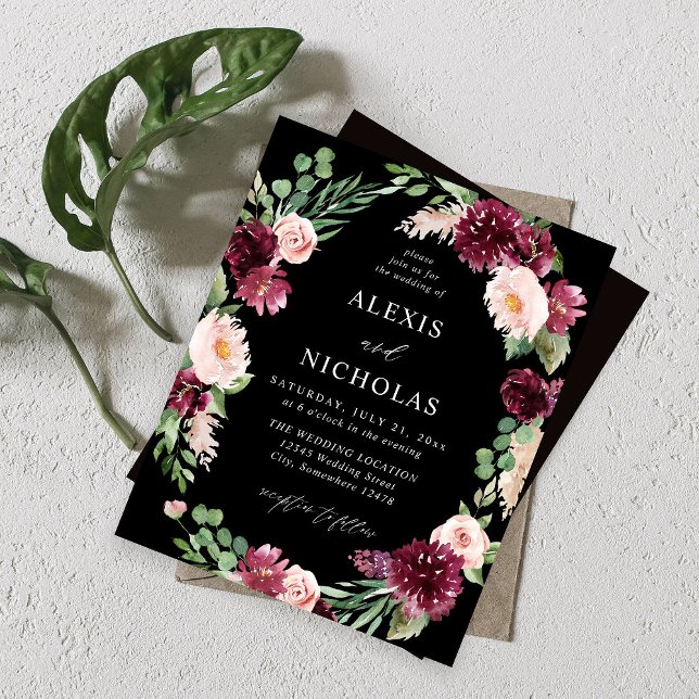 Budget Pink & Burgund Floral 7 Wedding - Schwarz (Von Creator hochgeladen)