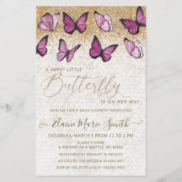 Budget Pink Butterfly Baby Dusche Einladung