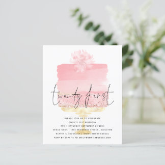 Budget Pink Cake Script 21. Geburtstag Einladung