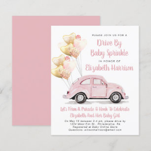 Budget Pink Car Drive by Baby Sprinkle Einladung