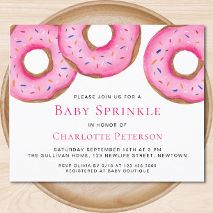 Budget Pink Donuts Girl Baby Sprinkle Einladung