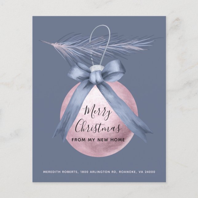 Budget Pink Dusty Blue Holiday New Address Card (Vorderseite)