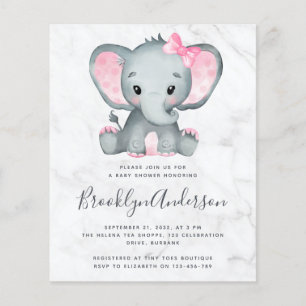 BUDGET Pink Elephant Baby Dusche Einladung