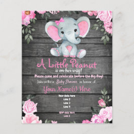 Budget Pink Elephant Rustic Floral Baby Dusche Flyer